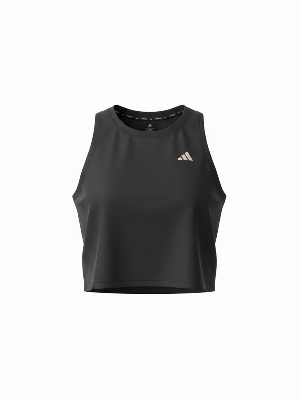 adidas Black Crop Tank with Light Pink Logo